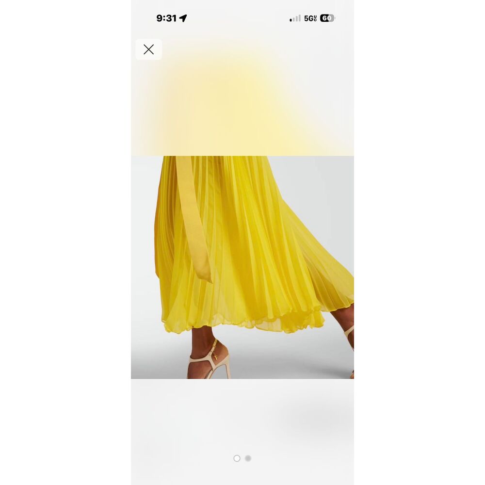 Anthropologie Maeve High Slit Pleated Maxi Skirt XS Yellow Pleated Summer Boho